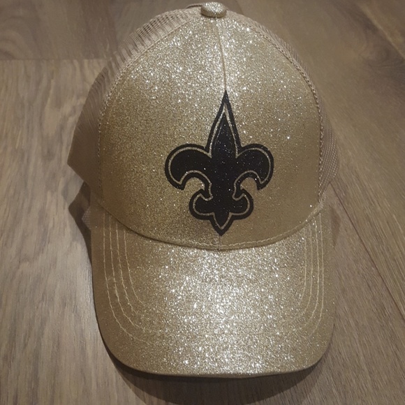 Black and Gold Fleur De Lis Glitter Mesh Hat - Picture 3 of 5